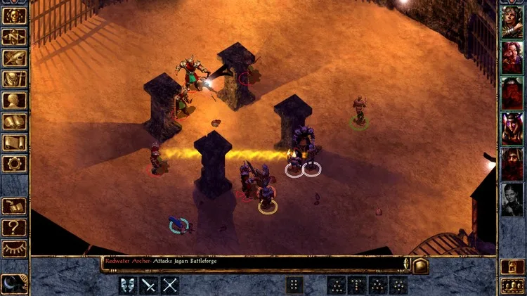Fighting hordes of enemies in an arena