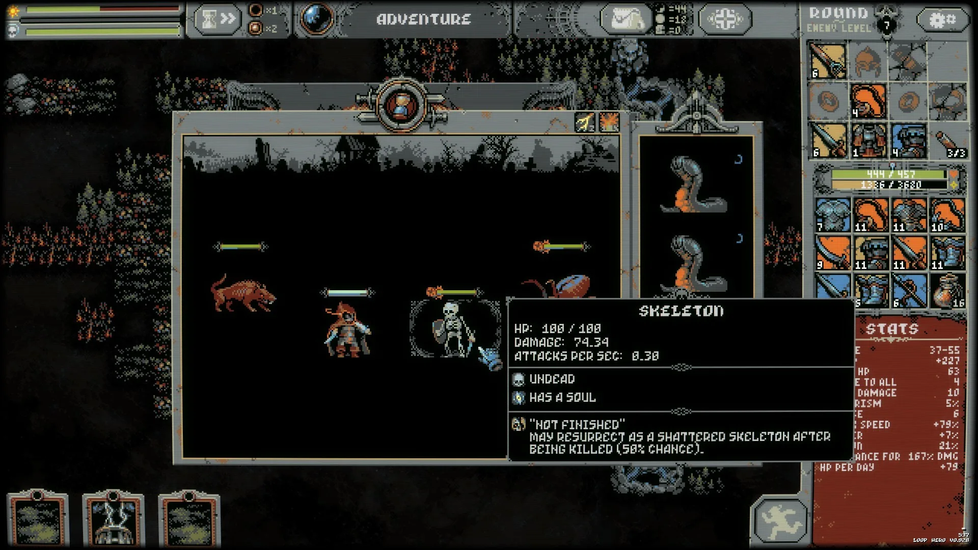 When enemies are encountered, the auto-battler starts